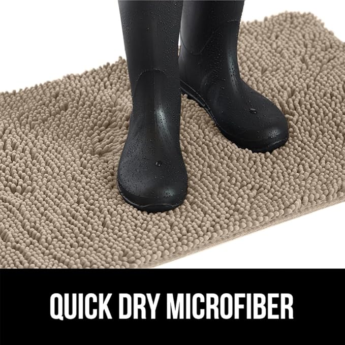 GORILLA GRIP SOAKSTOPPER Dog Door Mat, 35x24 Machine Washable Rug Absorbent Doormat Captures Moisture Mud Dirt, Quick Dry Soft Chenille Entryway Rugs Indoor Entrance Mats for Dog Paws, Beige
