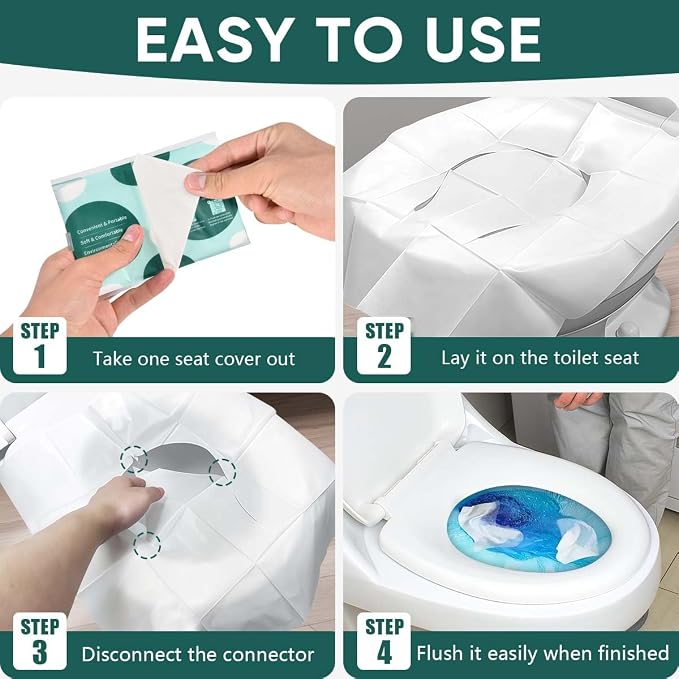 120 Pcs Disposable Flushable Paper Toilet Seat Covers Travel Supplies Essentials - Image 4