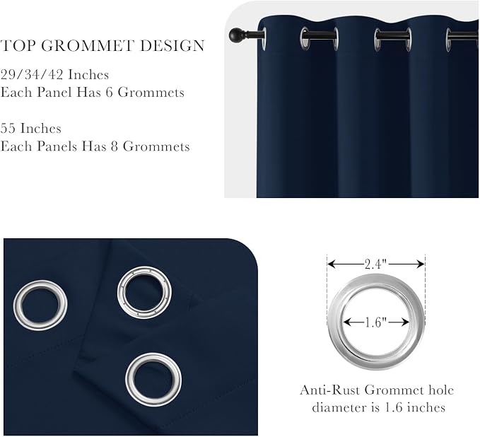 PONY DANCE Navy Blue Short Blackout Curtains - Image 4