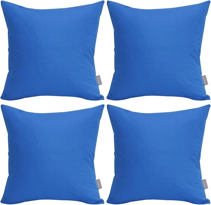 4-Pack 100% Cotton Comfortable Solid Decorative Throw Pillow Case,Thmyo Square Cushion Cover Pillowcase Sublimation Blank Pillow Covers DIY Throw Pillowcase for Sofa Bedroom(22x22 inch/ 55x55cm,Blue)