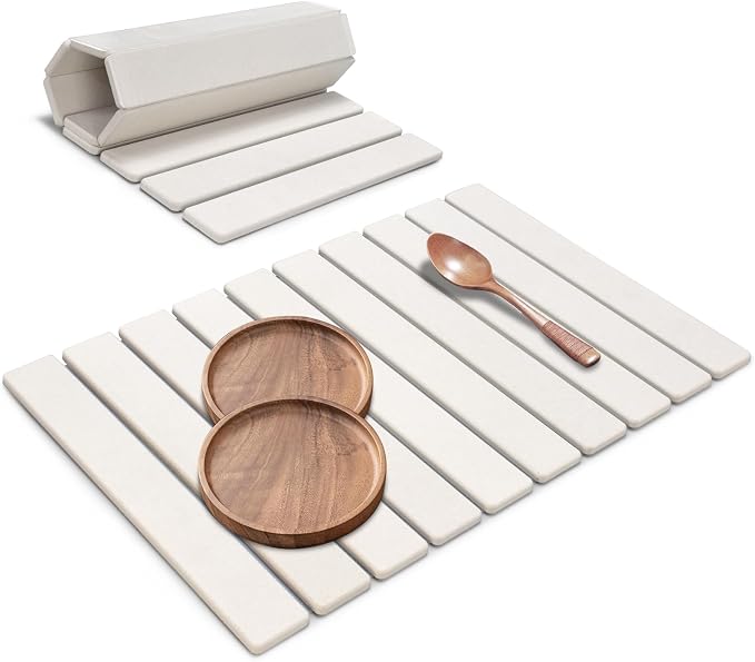 Large Stone Dish Drying Mats for Kitchen Counter, Quick Drying Collapsible Dish by tdcokhe