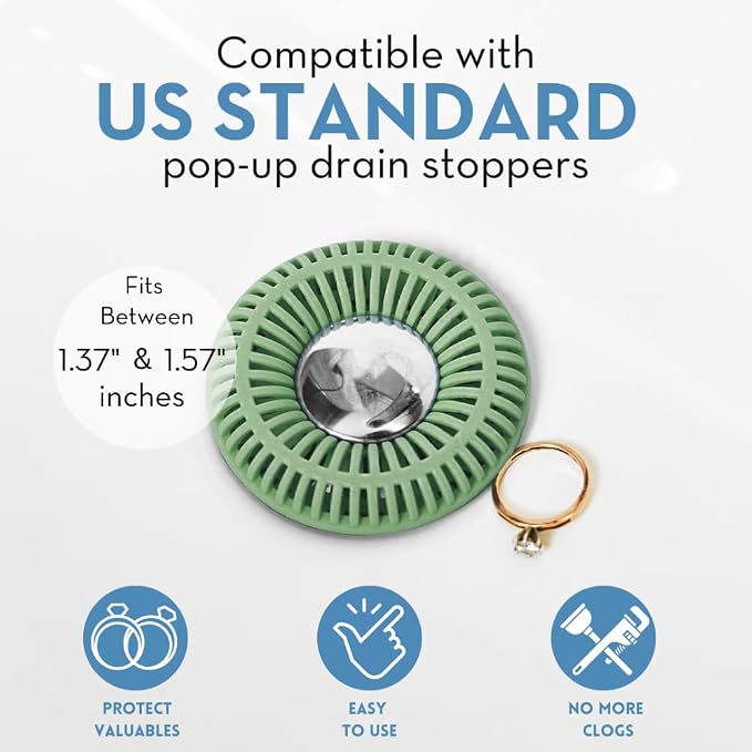 Bathroom Sink Hair Catcher for Pop-Up Drain – SinkRing 1.57" Precision Strainer - Image 3