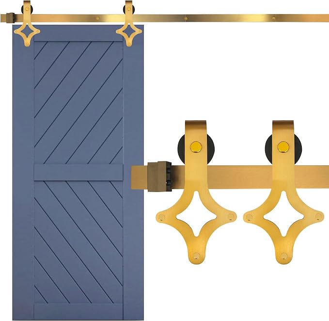 Rio Salto Gold Barn Door Hardware Kit 72" Adjustable Length 6FT Track, Diamond by RioSalto