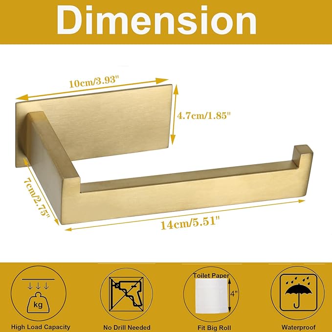 Toilet Paper Holder, Self Adhesive Tissue Holder Stainless Steel Rustproof - Image 7