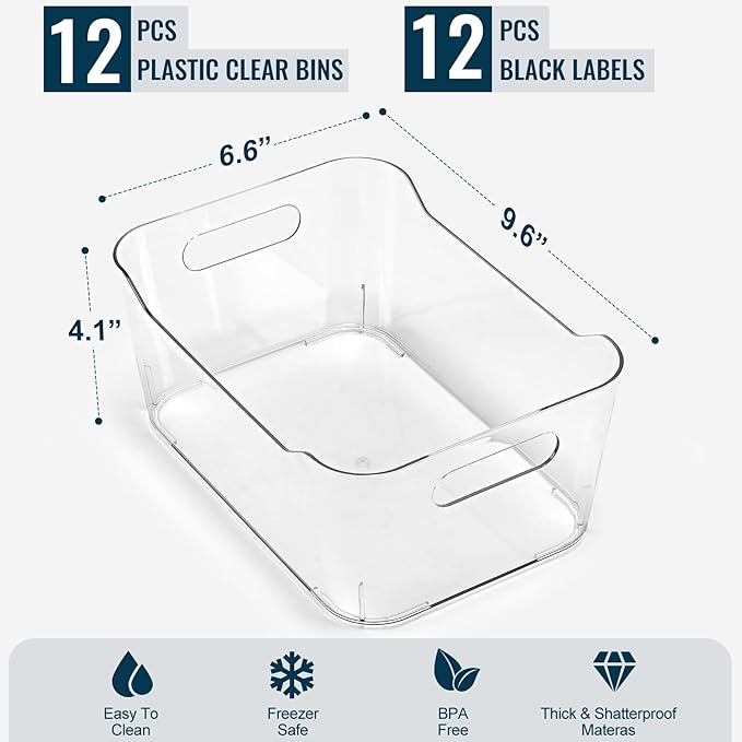 12 PACK Multi-Use Clear Plastic Storage Bins - Image 2