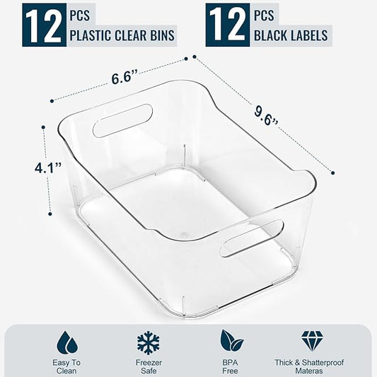 12 PACK Multi-Use Clear Plastic Storage Bins - Image 2