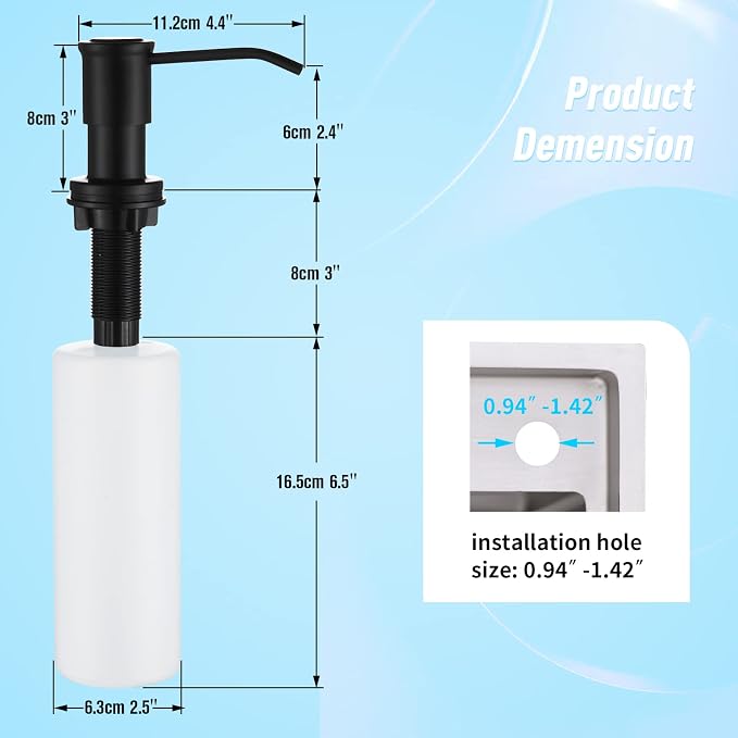 CREA Kitchen Soap Dispenser Countertop Soap Dispenserfor Kitchen Sink Black - Image 6