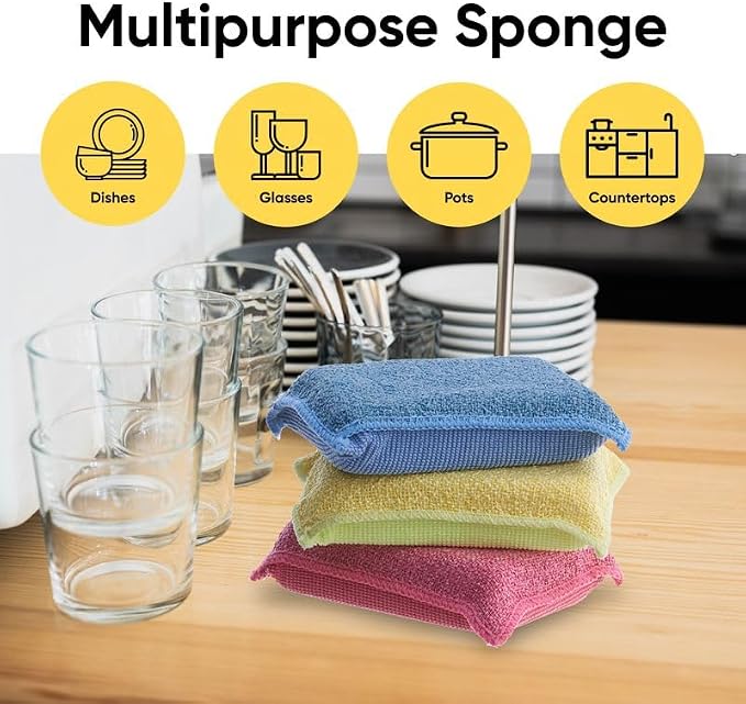 Miracle Microfiber scrubbing Sponges Non-Scratch Sponge Scrubber Heavy Duty - Image 5