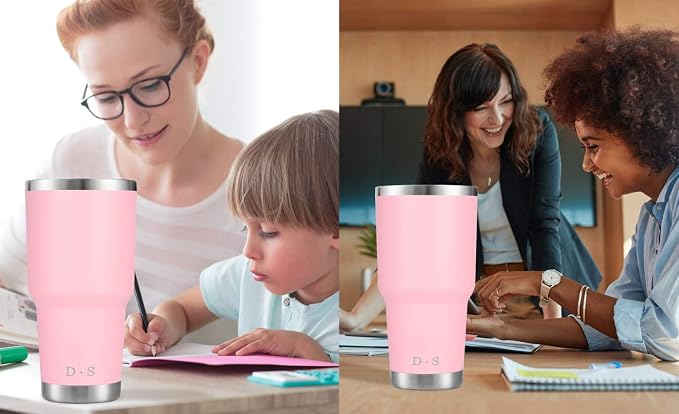 D·S 30 oz Pink Tumbler Stainless Steel Double Wall Vacuum Insulated Mug - Image 6