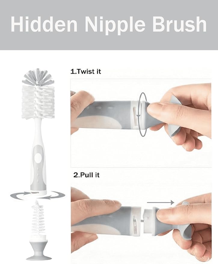 Baby Bottle Brush Set 4 in 1, Baby Bottle Cleaner, - Image 3