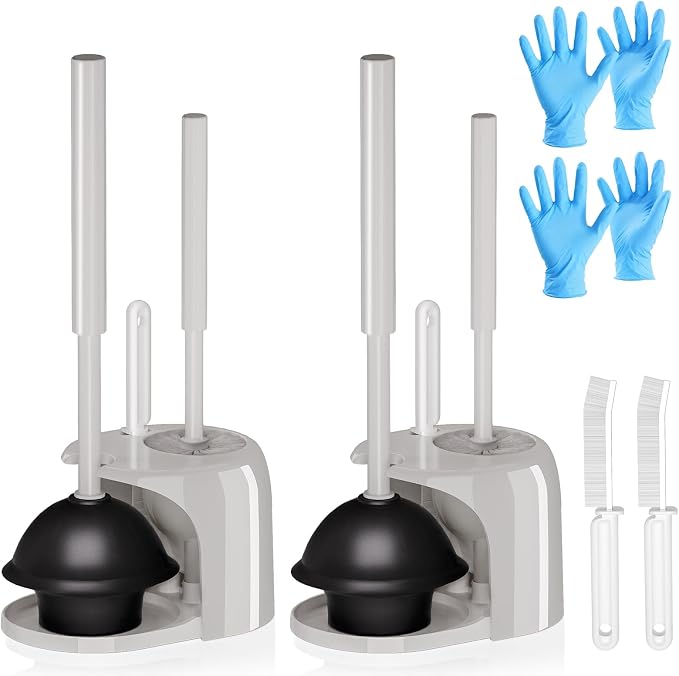 2PACK 4 in 1 Toilet Brush and Plunger Set by Unknown