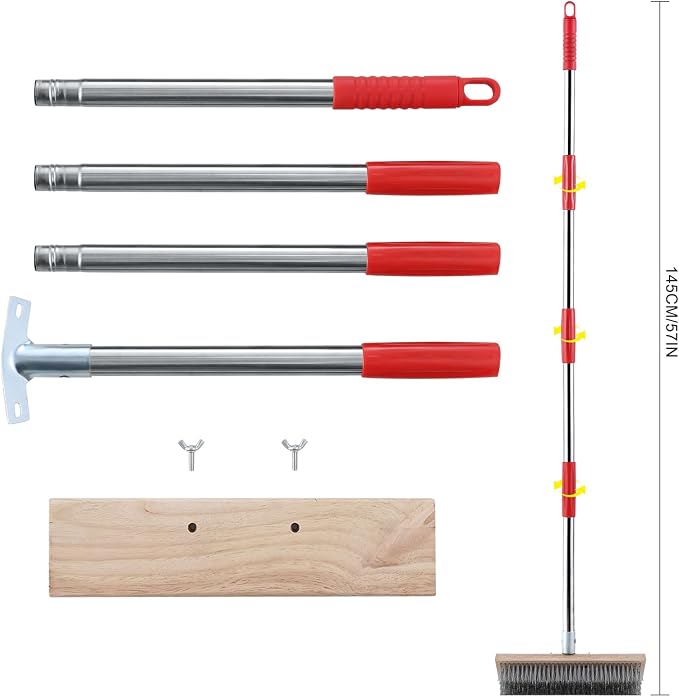 Heavy Duty Wire Broom with Telescopic Handle, Stiff Metal Bristle Brush - Image 3