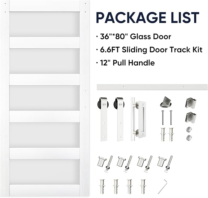 BARNSMITH 36in x 80in 5-Panel Glass Barn Door - Image 8