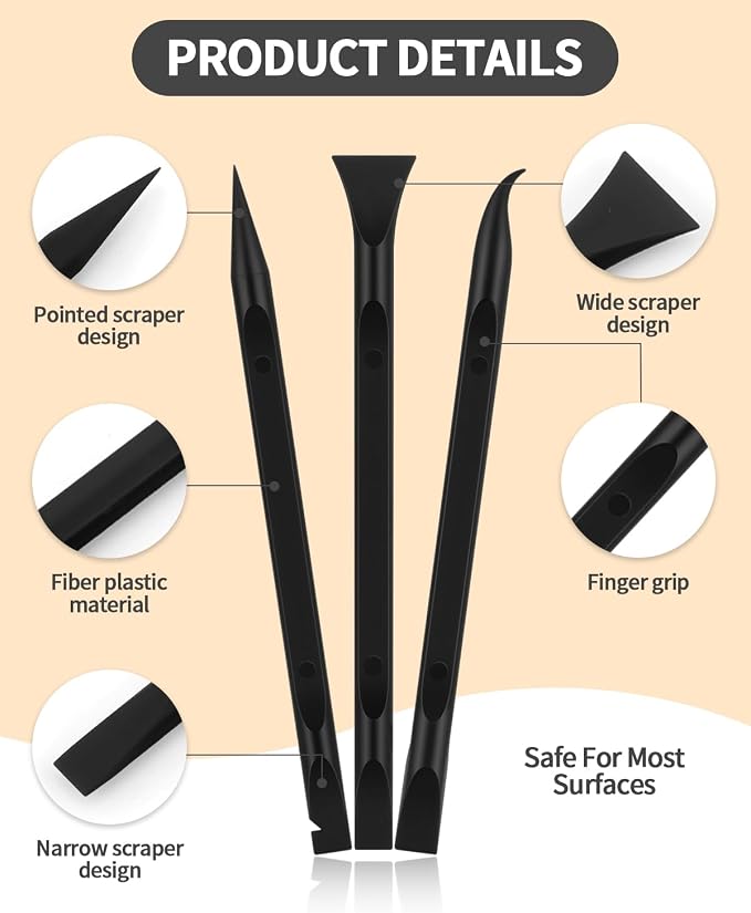 12 PCS Carbon Fiber Plastic Scrapers Tool, Non-Scratch Scraper Tool - Image 3