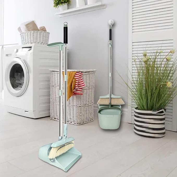 Broom and Dustpan Set for Home, Long Handle Dust Pan and Broom Combo for Indoor - Image 3