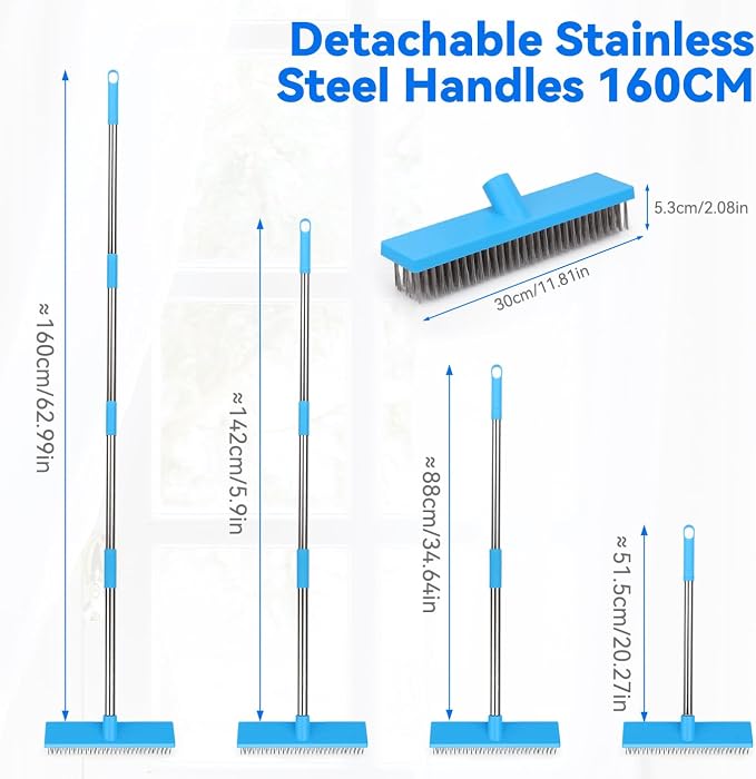 Heavy Duty Wire Broom with 70.8" Telescopic Handle: Stainless Steel Outdoor - Image 3