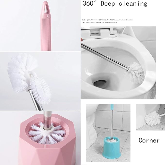 Toilet Brush and Holder, Stainless Steel Toilet Bowl Cleaning Brush Set - Image 3