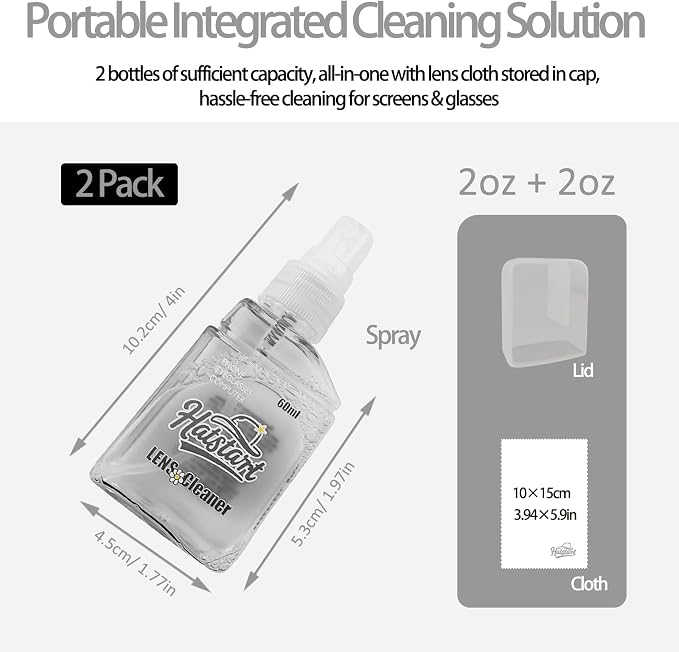 Laptop Screen Cleaner Kit: Phone Touchscreen Mist Spray and Cloth Wipes 2-Pack - Image 3