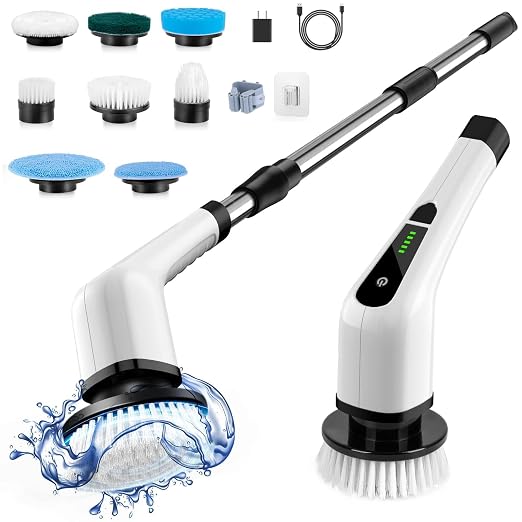 Electric Spin Scrubber, Cordless Cleaning Brush Scrubber by Bomves