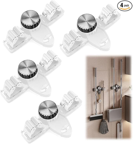 4 Pack Broom Holder Mop Hanger Wall Mount, No Drill Suction Cup Mop and Broom by dayutech