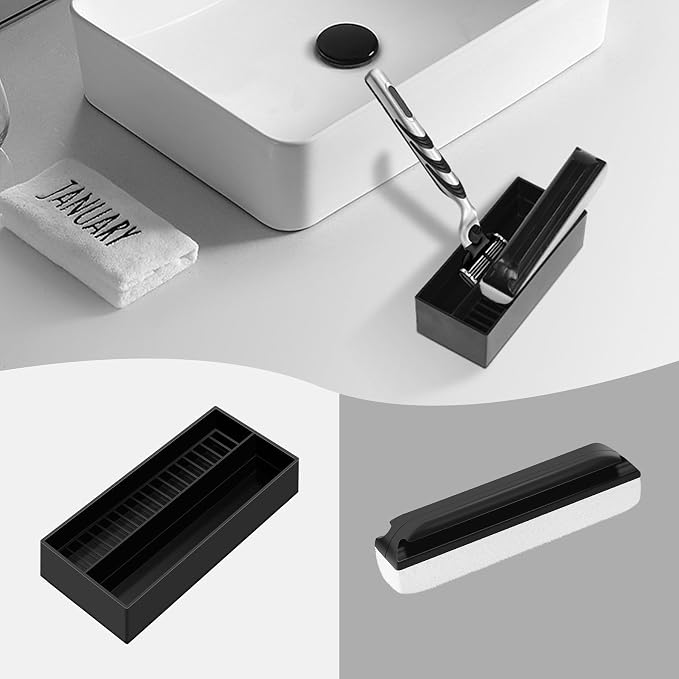 Beard Cleaner Brush and Holder Set: Clean Up Beard Trimmings from Sinks and - Image 2