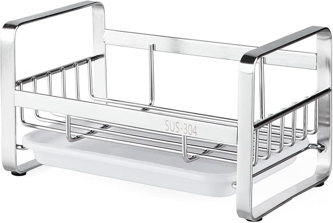 HULISEN Kitchen Sink Sponge Holder, 304 Stainless Steel Kitchen Soap Dispenser - Image 2