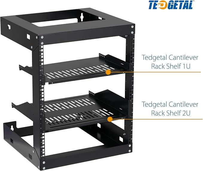 12U Wall Mount Rack Open Frame 19 Inch Server Equipment 2 Post Network Cabinet - Image 7
