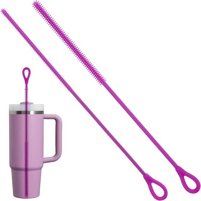 2Pcs Silicone Straw Cleaner Brush, 9.84in Reusable Straw Cleaner by Unknown