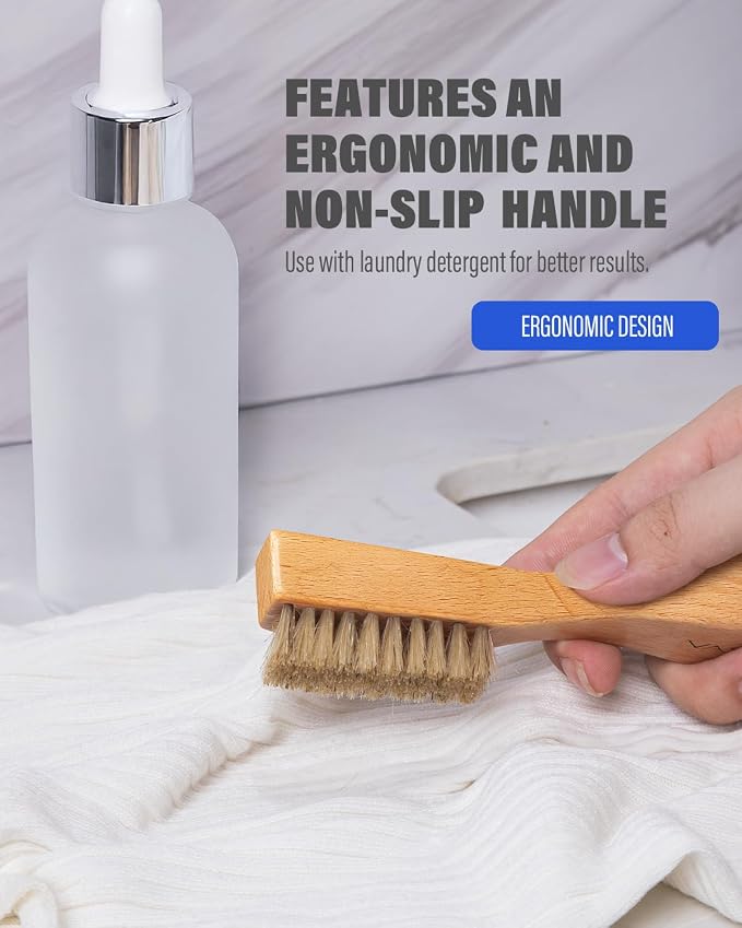 VASSON Natural Soft Boar Bristle Laundry Stain Brush, Laundry Scrub Brush - Image 7