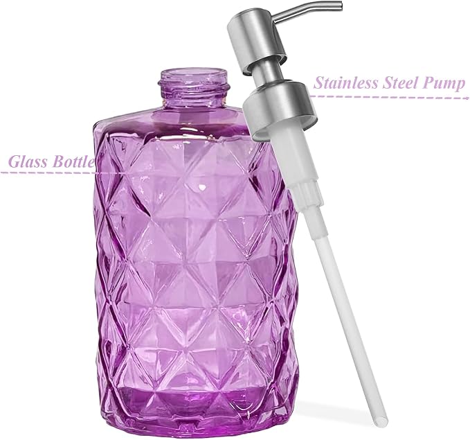 12Oz Purple Glass Soap Dispenser - Image 2