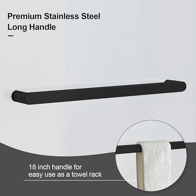 Double Sliding Shower Door, 18 inch Stainless Steel Handle, Matte Black - Image 4
