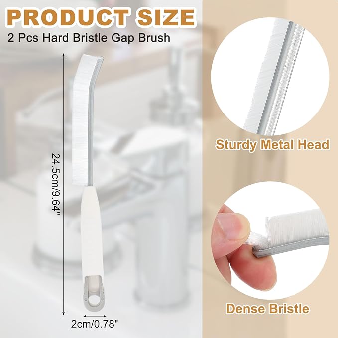 uxcell 2PCS Crevice Cleaning Brush, Hard Bristle Gap Brush - Image 2