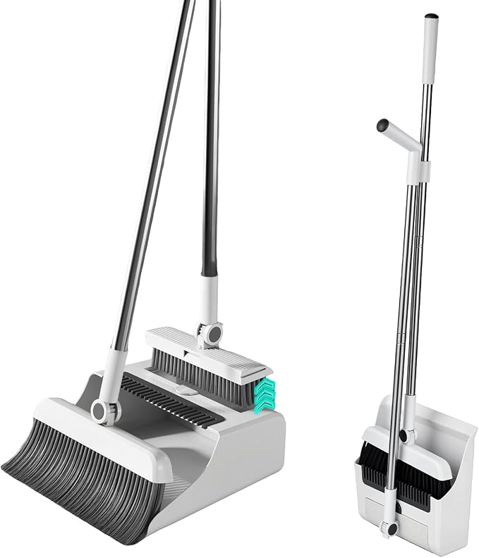 Upgrade 3-in-1 Standing Broom and Dustpan Cleaning Set, Long Handle Soft Bristle by Unknown