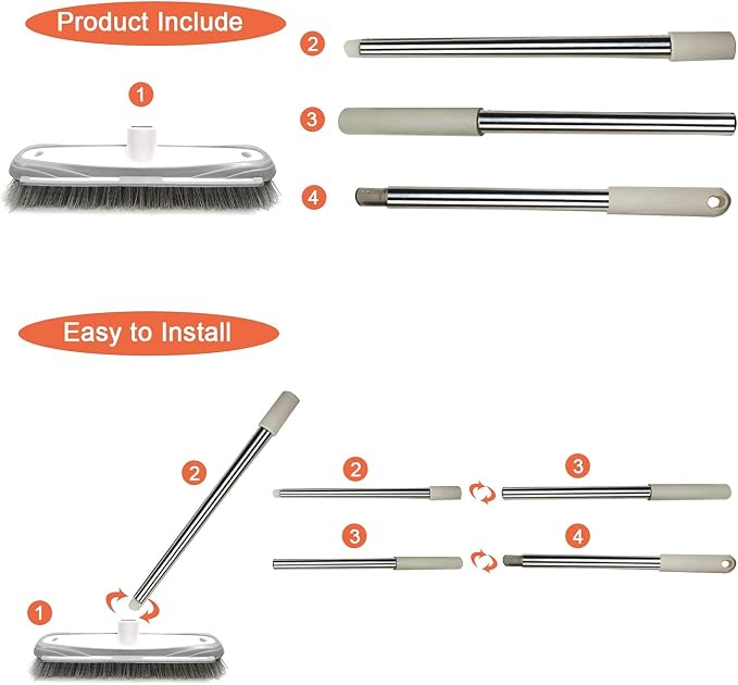 Push Broom, Tub Tile Broom Brush, Stiff Bristles Broom - Image 4