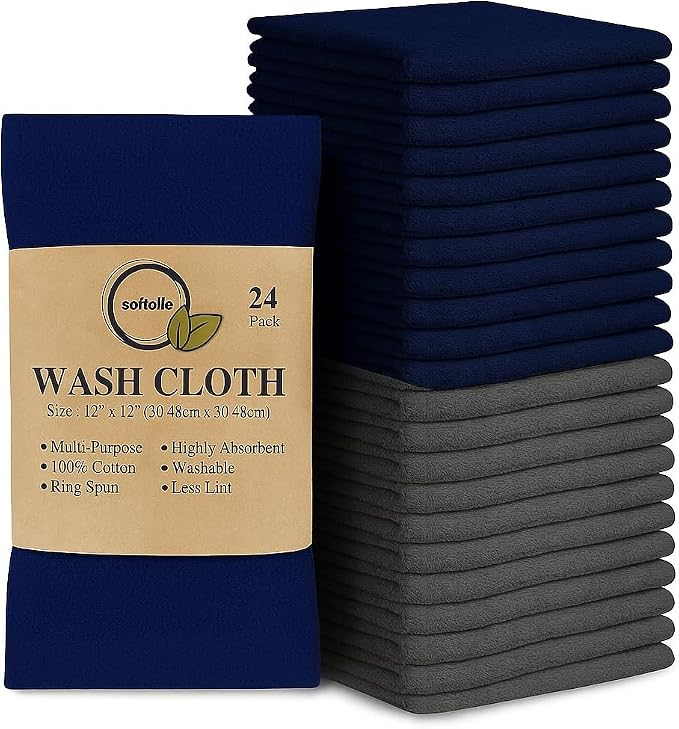 Softolle 100% Cotton Washcloths 24 Pack Soft, Highly Absorbent Washcloth - Image 8