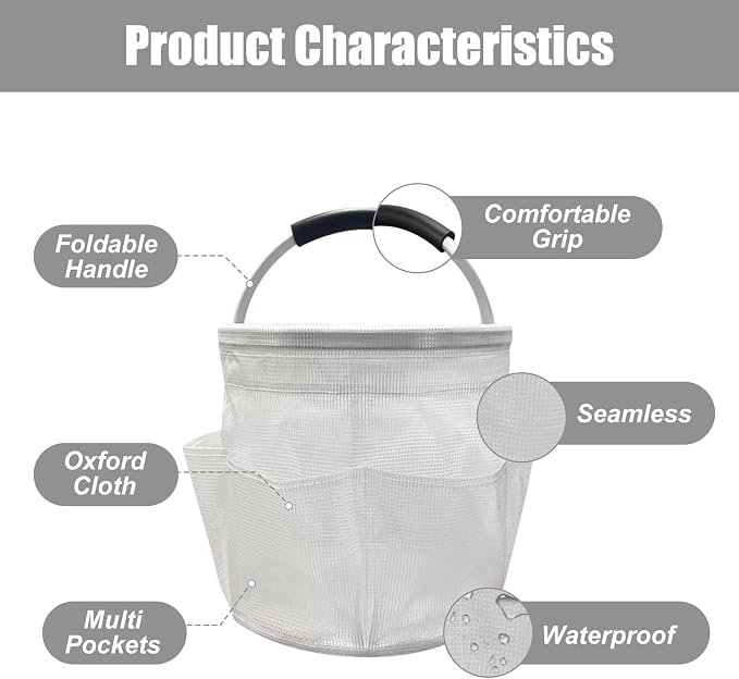 17L Cleaning Caddy with Handle, Foldable Cleaning Supply Caddy with 6 Pockets - Image 4