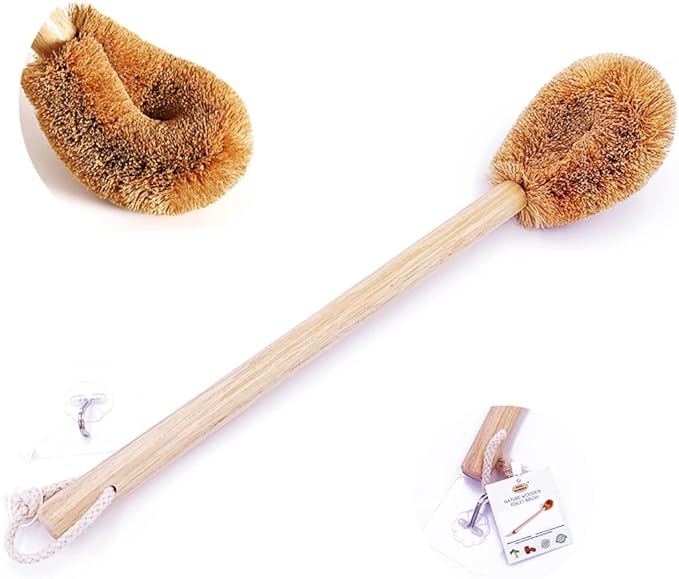Updated Modern Version Toilet Bowl Brush, Natural Coconut Fiber Brush Head and by LOHO+WONDERZ