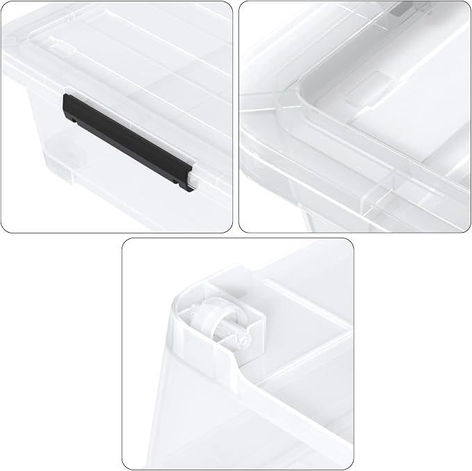 Set of 3 42 L Clear Plastic Under The Bed Storage Bins, Underbed Box - Image 3