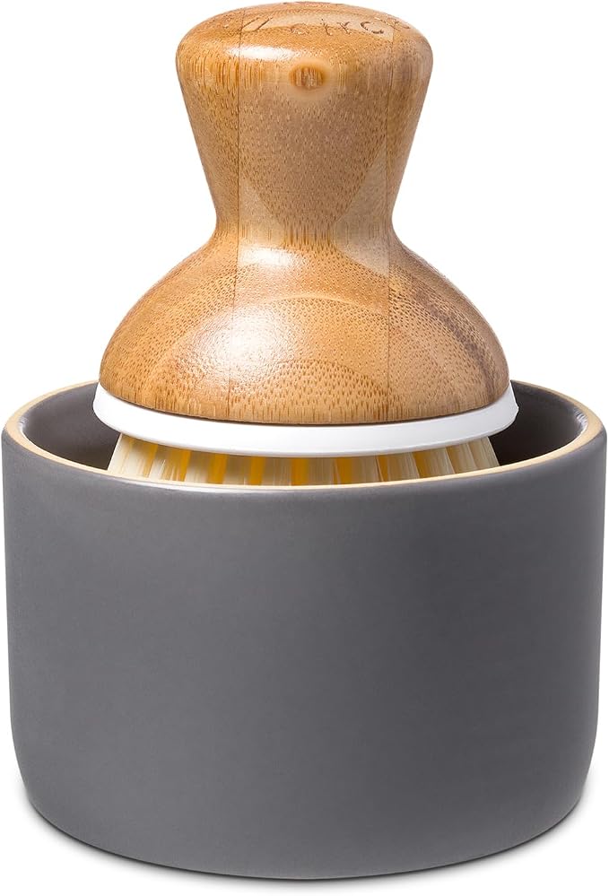 Full Circle Bubble Up Bamboo Dish Brush & Ceramic Soap Dispenser – Family Safe - Image 2