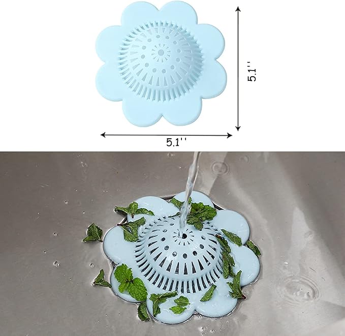 4PCS Drain Hair Catcher Shower Drain Covers Durable Silicone Hair Stopper - Image 4
