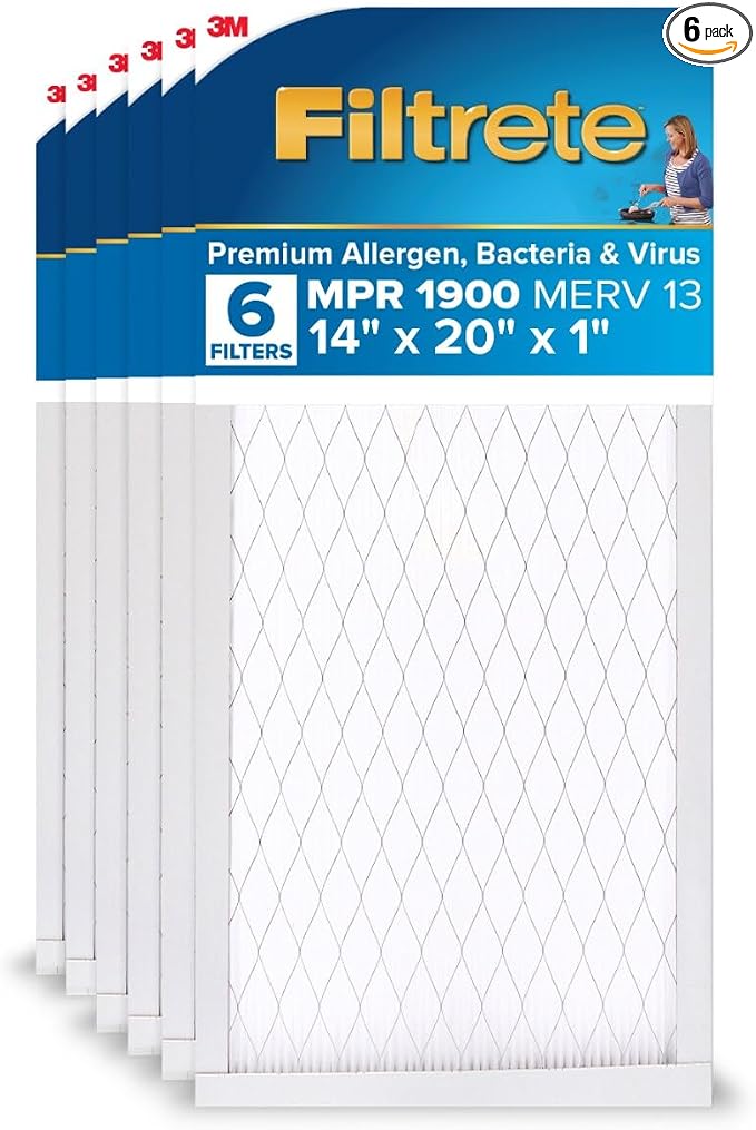 Filtrete 14x20x1 AC Furnace Air Filter, MERV 13, MPR 1900, Premium Allergen by Filtrete