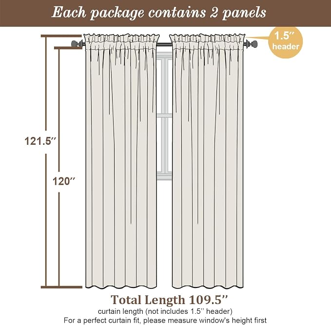 Chyhomenyc Extra Long Sage Green Sheer Curtains 120 Inches Long 2 Panels - Image 2