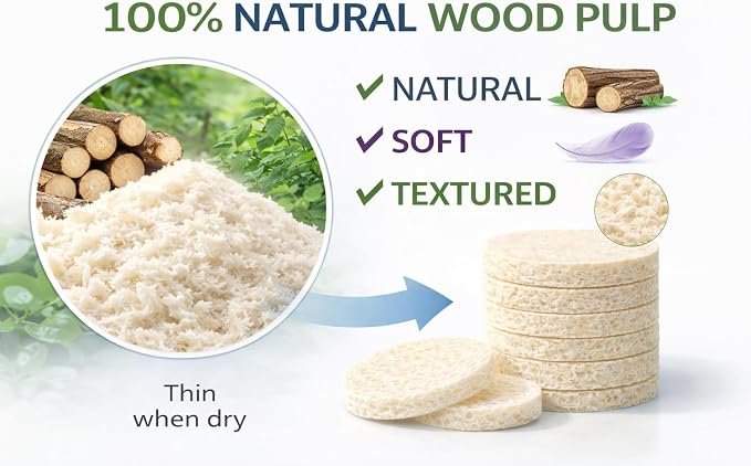 Compressed Facial Sponges 60 Pack – Natural Cellulose Facial Sponge - Image 6
