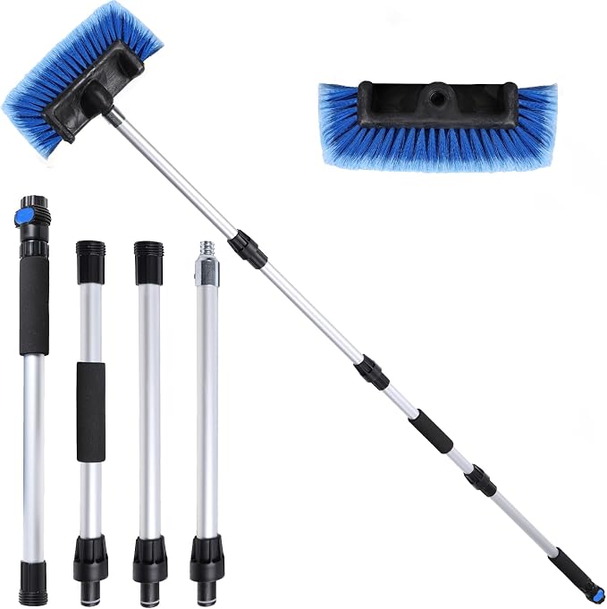 70" Car Wash Brush with Long Handle and 12" Soft Bristle Brush Head, Water by NAVAPAL