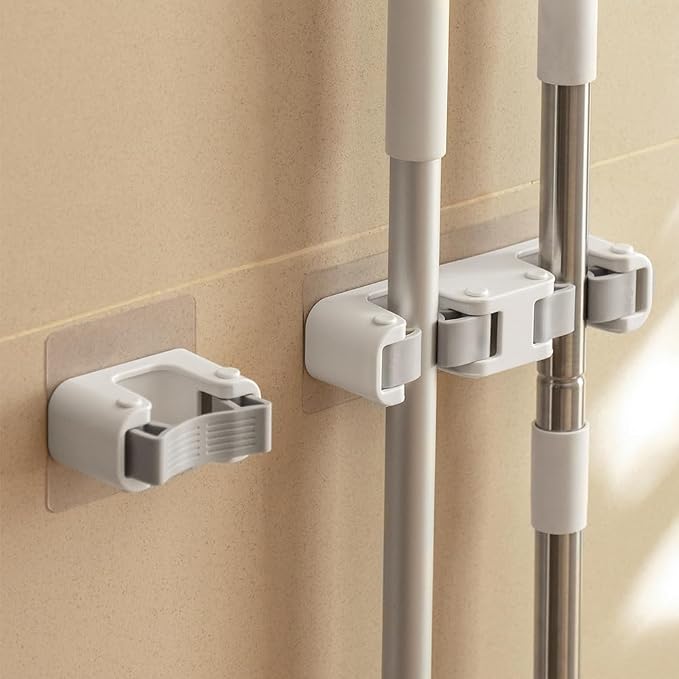 Broom Holder Wall Mount Mop and Command Broom Hanger Organizer Wall Mount Self - Image 2