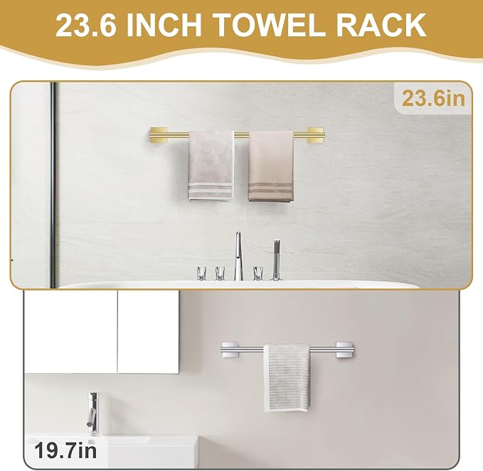 10 Pieces Brushed Gold Towel Bar Set, Double Dase Toilet Paper Holder Bathroom - Image 2