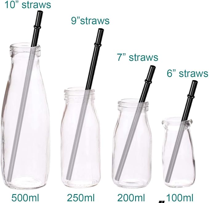 DAKOUFISH 8 Inch Black Reusable Plastic Replacement Drinking Straws - Image 2