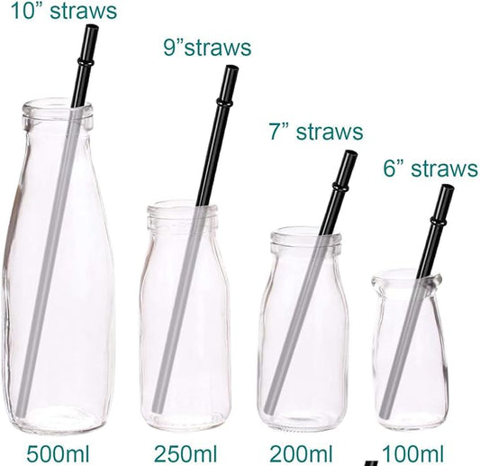 DAKOUFISH 8 Inch Black Reusable Plastic Replacement Drinking Straws - Image 2