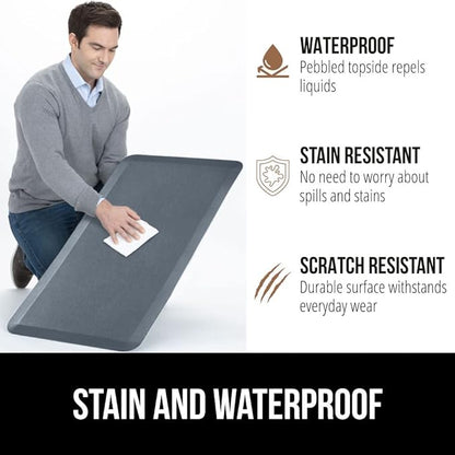 GORILLA GRIP Comfortable Cushioned Kitchen Mats for Floor, 48x20, Waterproof and Stain Resistant Soft Top, 3/4 Inch Thick Ergonomic Standing Desk Anti Fatigue Mat, Foam Supports Ankles, Feet, Charcoal