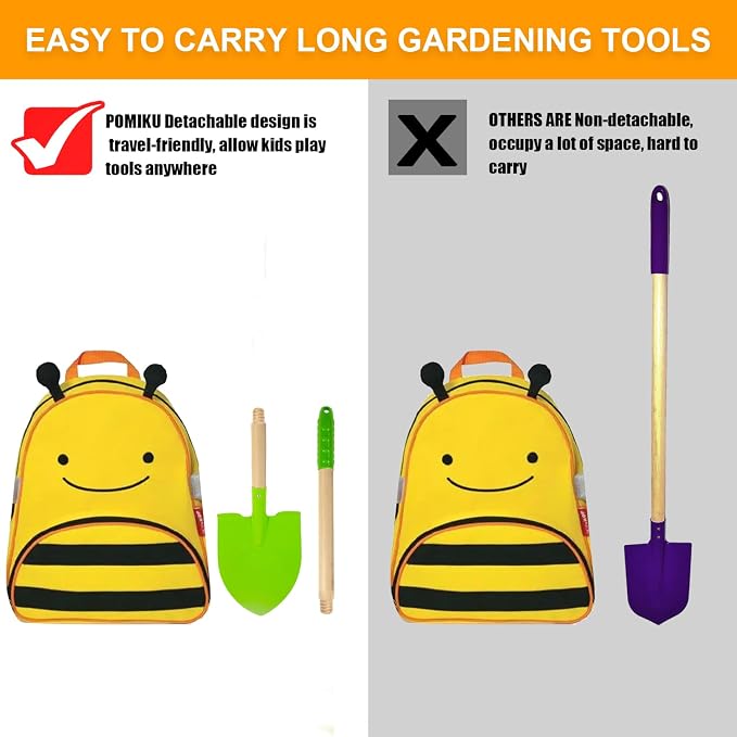 Kids Shovel, Rake for Leaves, Hoe and Broom, Gardening Yard Outdoor Toy Gifts - Image 3